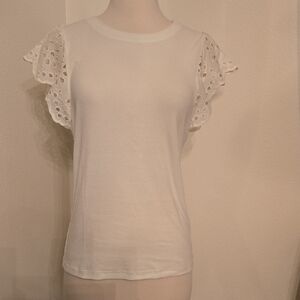 GAP White Eyelet Sleeve Women's Top